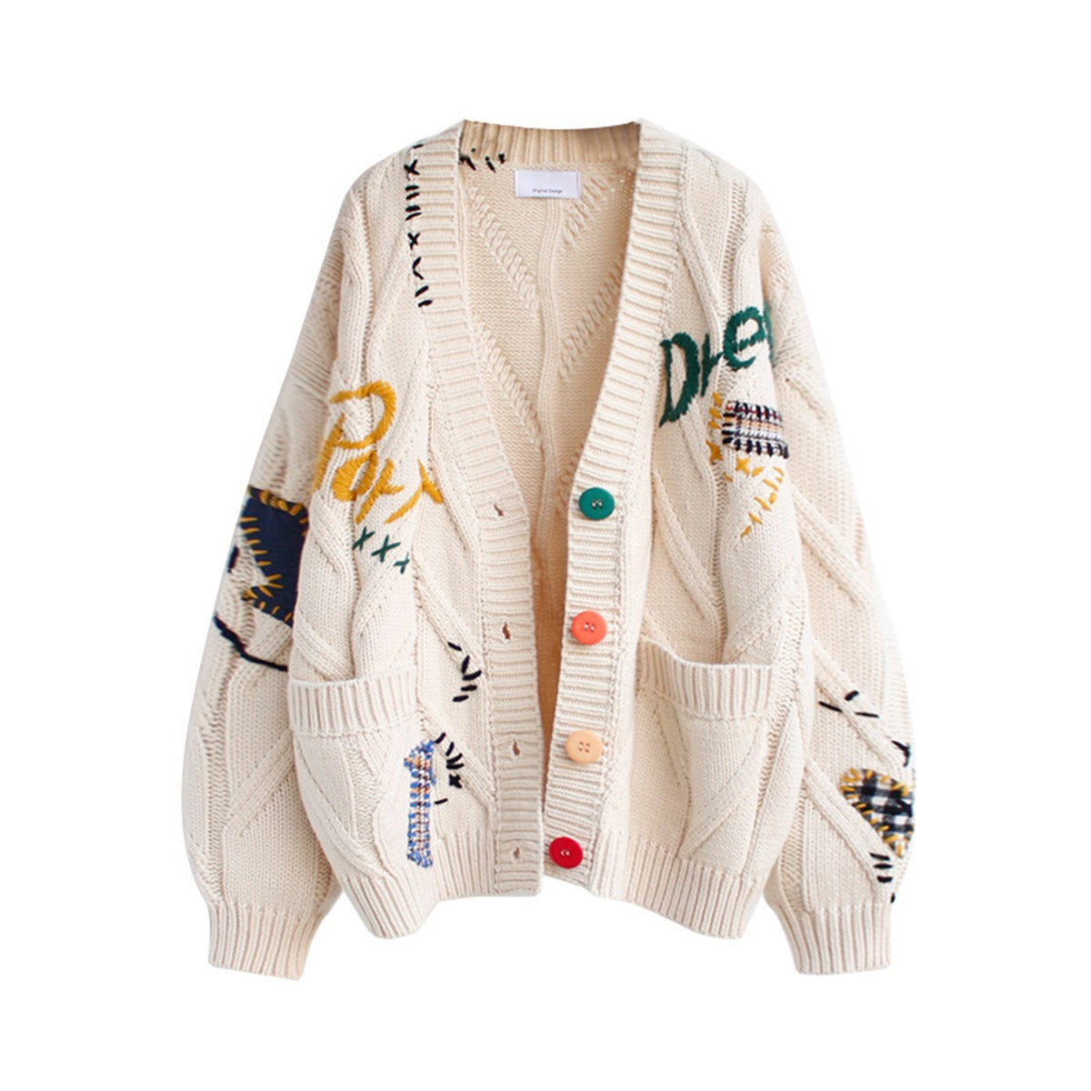 Warm Embroidery Knit Cardigan