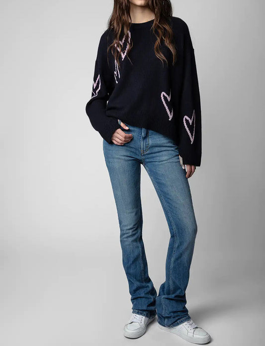 French Style Handmade Woolen Sweater - Cashmere