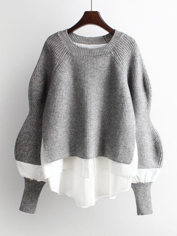 Pullover Shirt with Lantern Sleeves